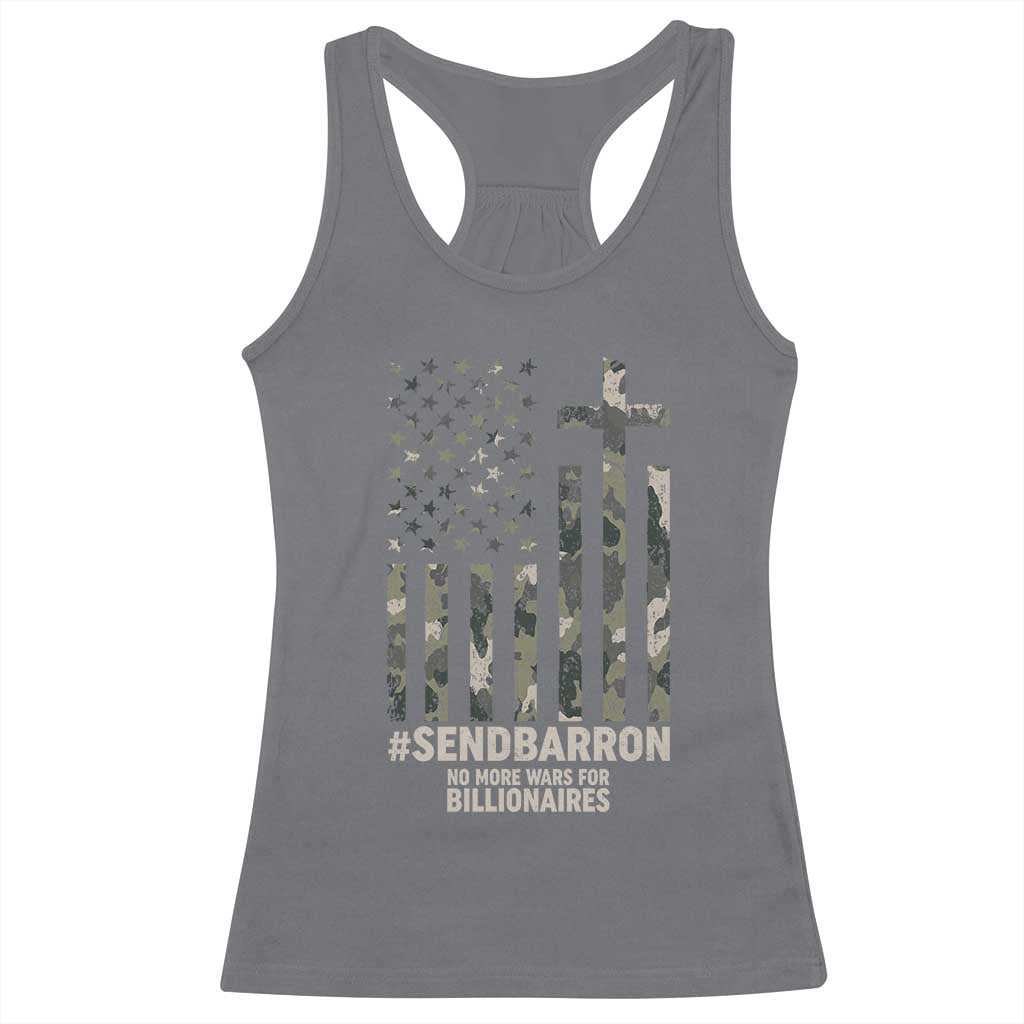 Send Barron Racerback Tank Top Vintage American Flag Camo Hashtag Protest Meme TS14 Charcoal Print Your Wear