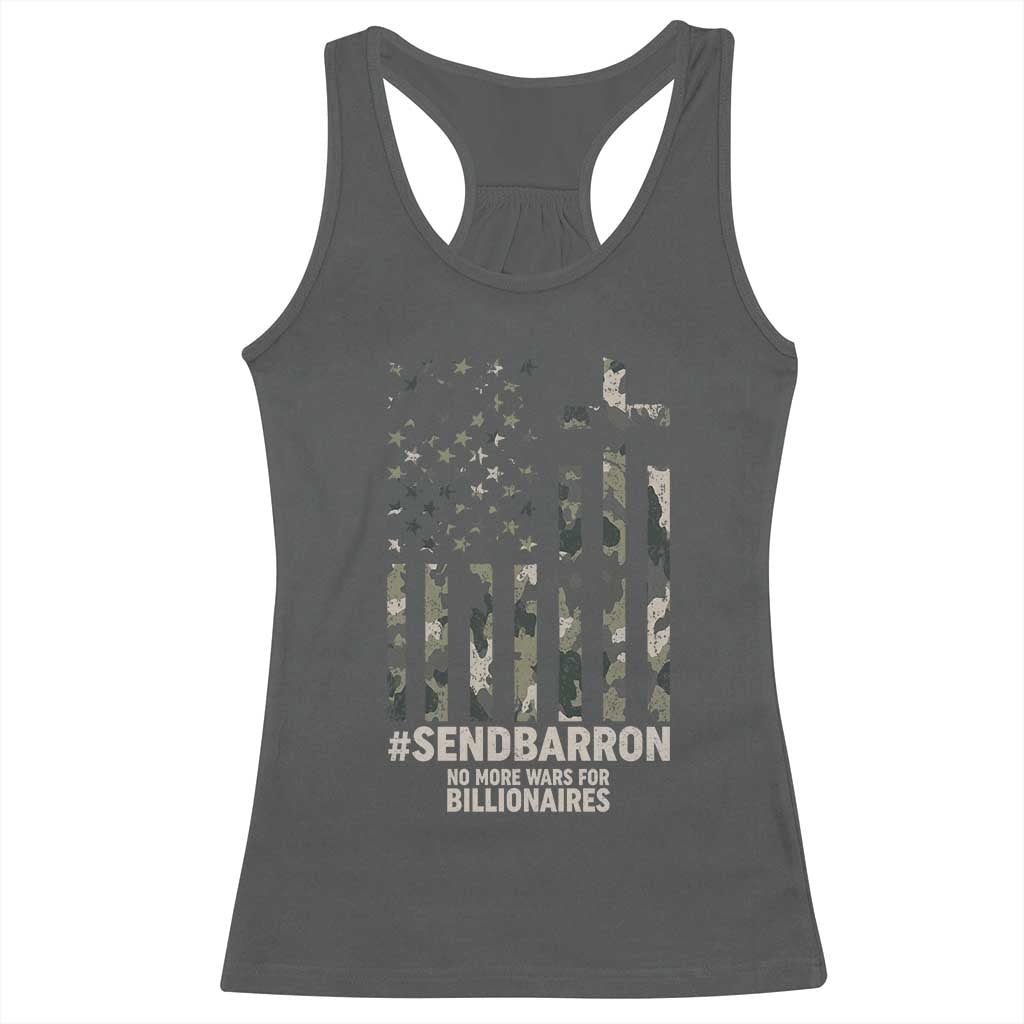 Send Barron Racerback Tank Top Vintage American Flag Camo Hashtag Protest Meme TS14 Dark Heather Print Your Wear