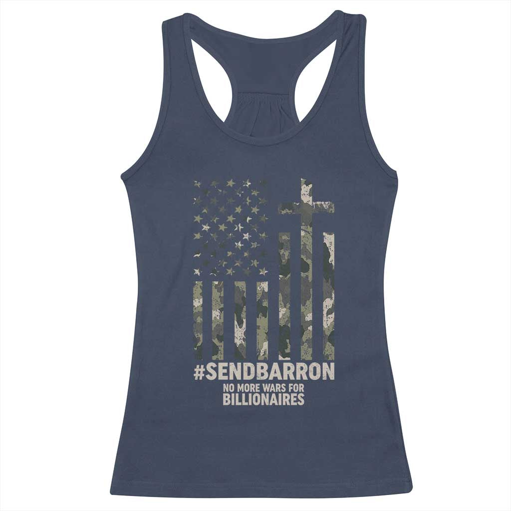 Send Barron Racerback Tank Top Vintage American Flag Camo Hashtag Protest Meme TS14 Navy Print Your Wear