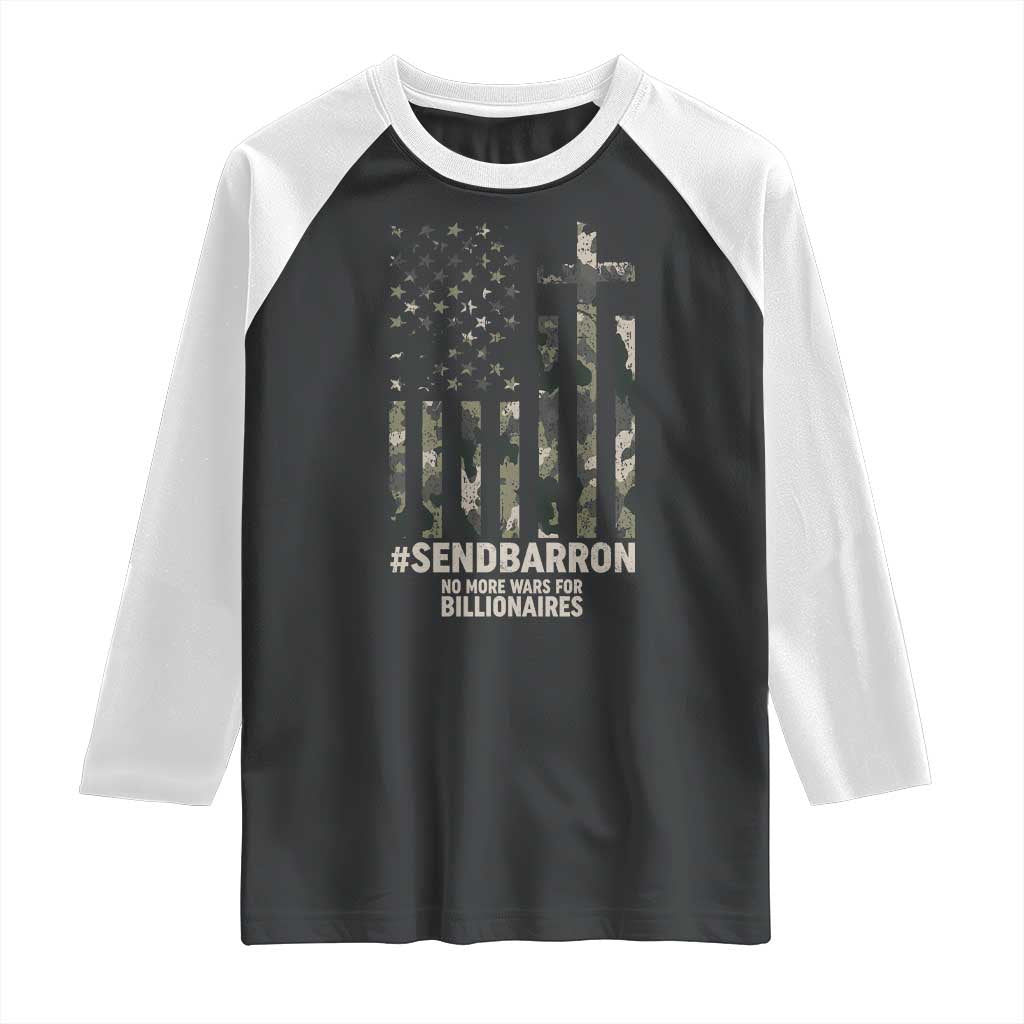 Send Barron Raglan Shirt Vintage American Flag Camo Hashtag Protest Meme TS14 Black White Print Your Wear