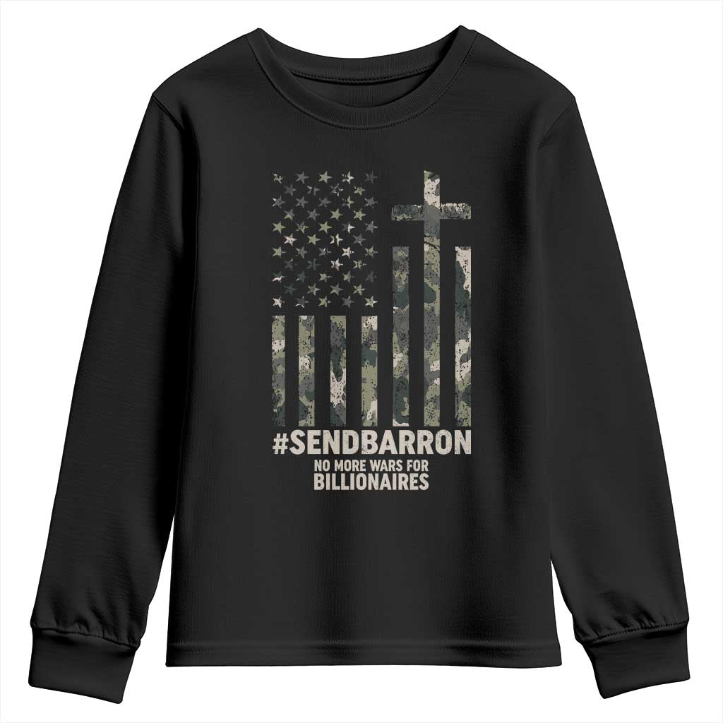 Send Barron Youth Sweatshirt Vintage American Flag Camo Hashtag Protest Meme TS14 Black Print Your Wear