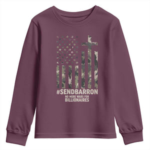 Send Barron Youth Sweatshirt Vintage American Flag Camo Hashtag Protest Meme TS14 Maroon Print Your Wear