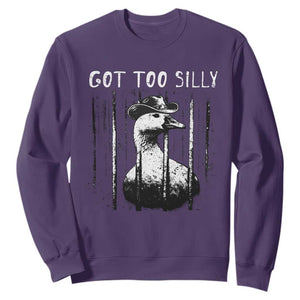 Got Too Silly Goose Meme Sweatshirt Funny Cowboy Goose Jailbird Prison TS14 Purple Print Your Wear