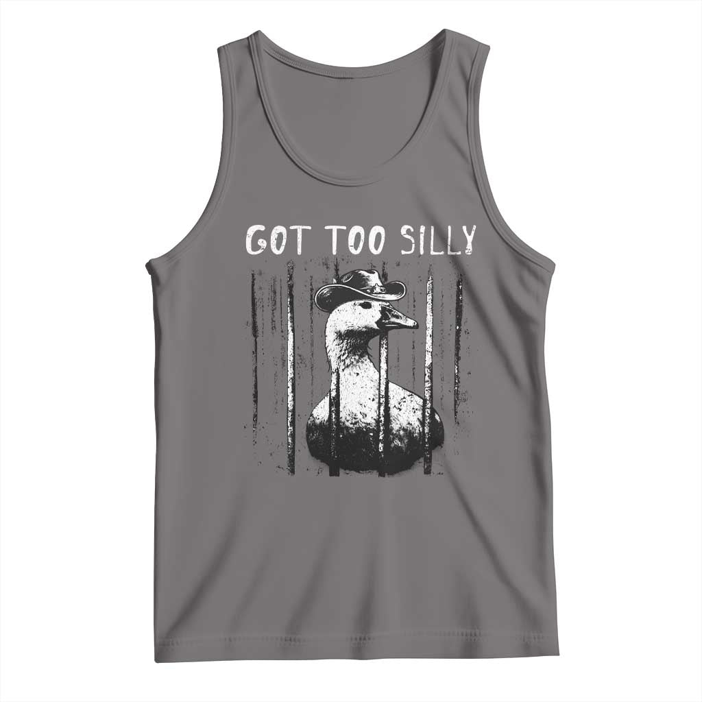 Got Too Silly Goose Meme Tank Top Funny Cowboy Goose Jailbird Prison TS14 Deep Heather Print Your Wear
