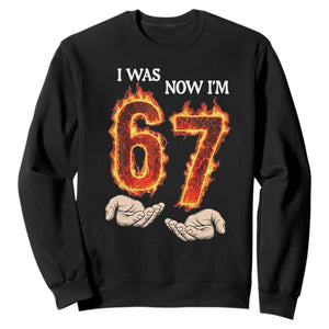 I Was 6 Now I'm 7 Birthday Sweatshirt Funny Six Seven Meme 67 Flame TS14 Black Print Your Wear