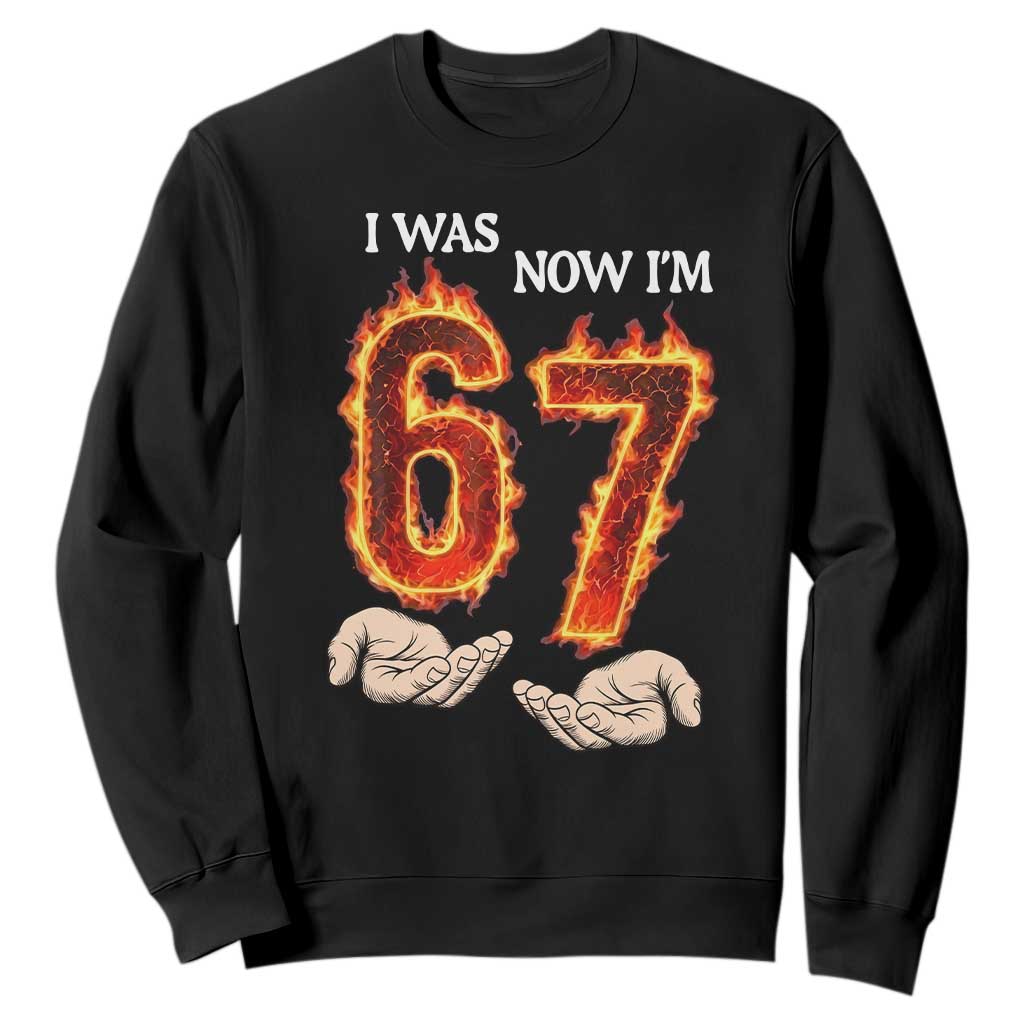 I Was 6 Now I'm 7 Birthday Sweatshirt Funny Six Seven Meme 67 Flame TS14 Black Print Your Wear