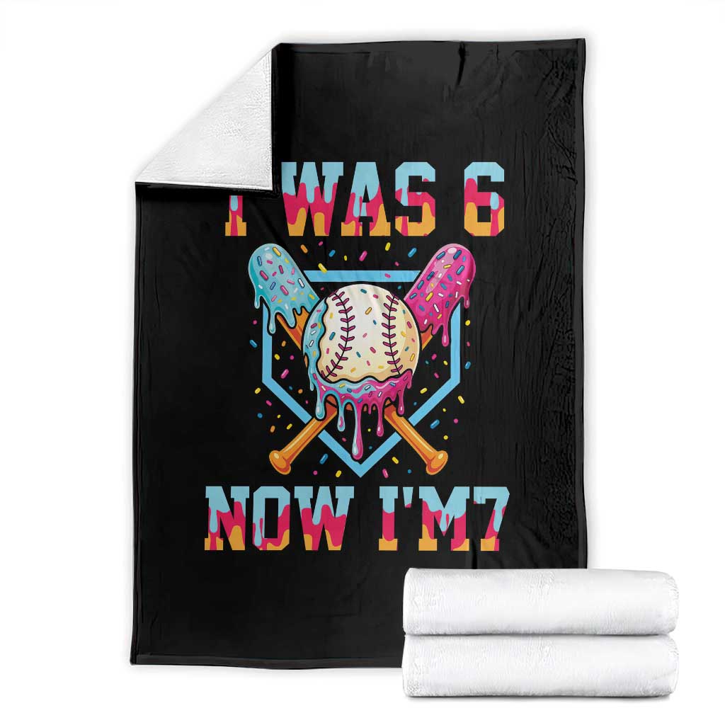 I Was 6 Now I'm 7 Throw Blanket Baseball Ice Cream Drip Number 67 Player 67th Birthday TS14 Black Print Your Wear