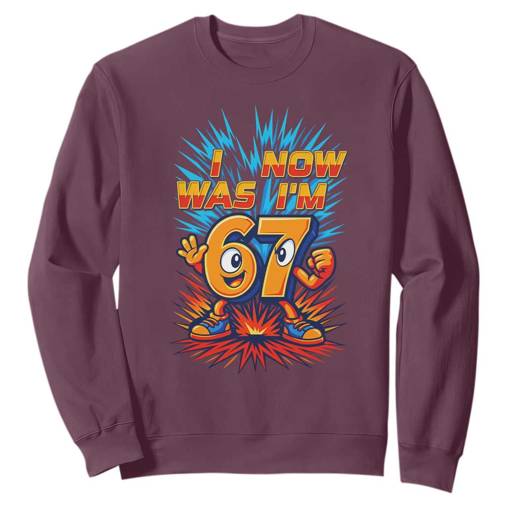 I Was 6 Now I'm 7 Italian Brainrot Meme Gift for Boy Kid Sweatshirt TS14 Maroon Print Your Wear