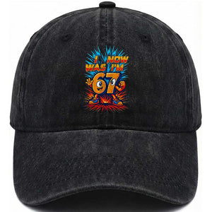 I Was 6 Now I'm 7 Italian Brainrot Meme Gift for Boy Kid Washed Cotton Baseball Cap TS14 Print Your Wear