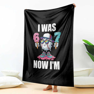 I Was 6 Now I'm 7 Throw Blanket Baseball Ice Cream Drip Number 67 Player TS14 Print Your Wear