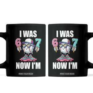 I Was 6 Now I'm 7 Coffee Mug Baseball Ice Cream Drip Number 67 Player TS14 Black Print Your Wear