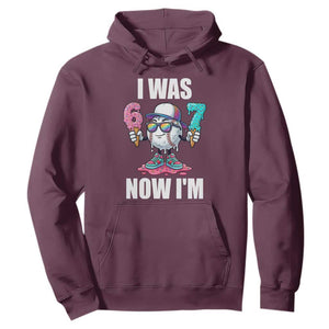 I Was 6 Now I'm 7 Hoodie Baseball Ice Cream Drip Number 67 Player TS14 Maroon Print Your Wear