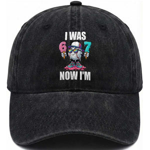I Was 6 Now I'm 7 Washed Cotton Baseball Cap Baseball Ice Cream Drip Number 67 Player TS14 Print Your Wear