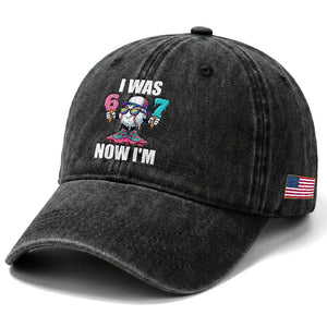 I Was 6 Now I'm 7 Washed Cotton Baseball Cap Baseball Ice Cream Drip Number 67 Player TS14 Print Your Wear