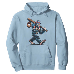 Funny Bigfoot Baseball Hoodie Sasquatch American Flag Ice Cream TS14 Light Blue Print Your Wear
