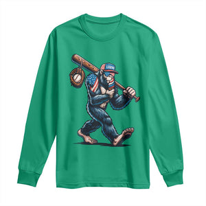 Funny Bigfoot Baseball Long Sleeve Shirt Sasquatch American Flag Ice Cream TS14 Irish Green Print Your Wear