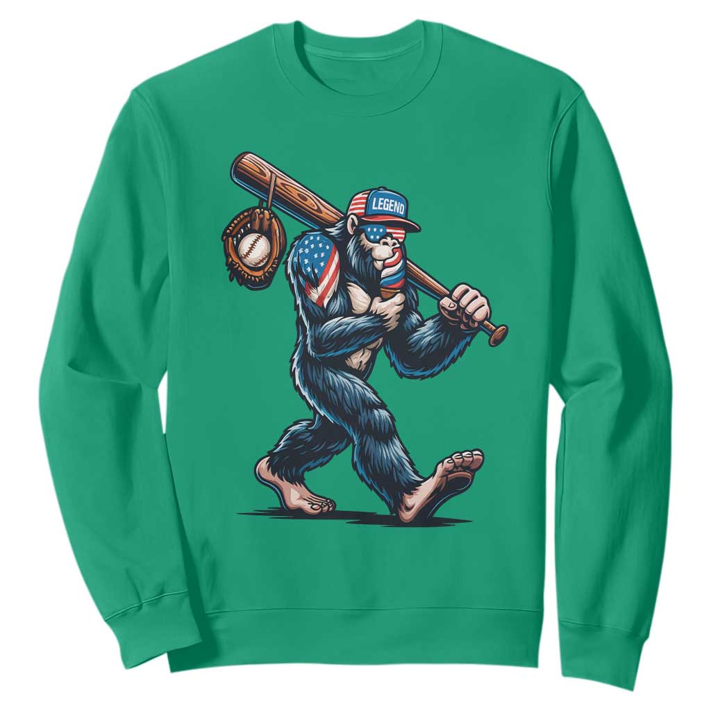 Funny Bigfoot Baseball Sweatshirt Sasquatch American Flag Ice Cream TS14 Irish Green Print Your Wear