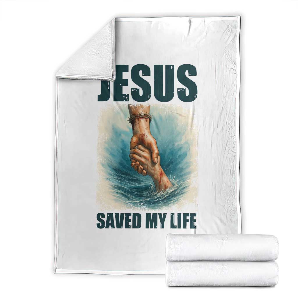Jesus Saved My Life Throw Blanket Christian Bible Verse TS14 White Print Your Wear