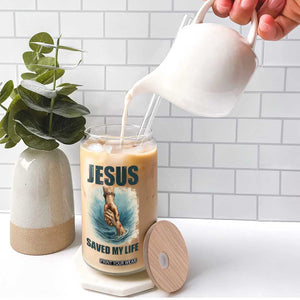 Jesus Saved My Life Glass Can Christian Bible Verse TS14 Print Your Wear