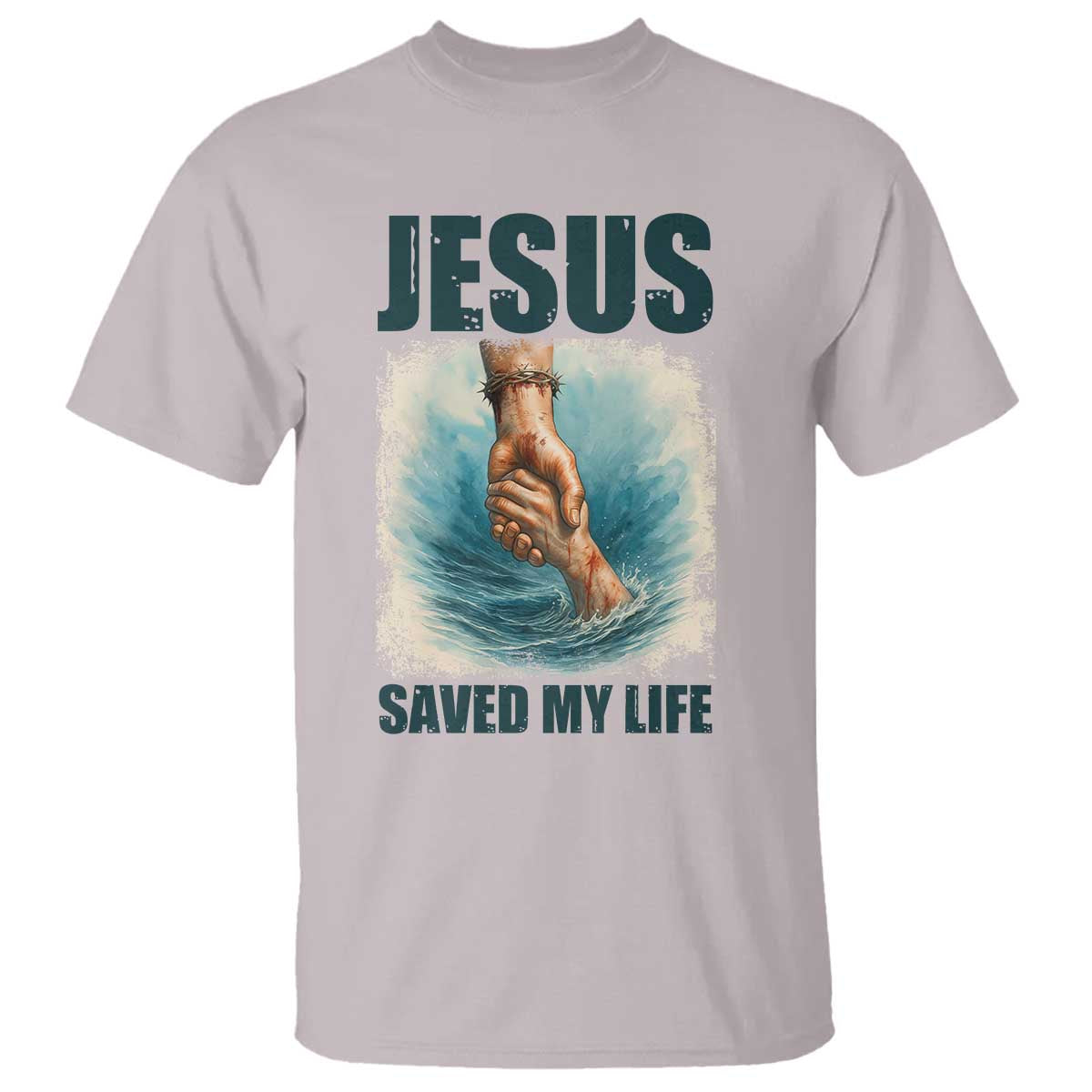 Jesus Saved My Life T Shirt Christian Bible Verse TS14 Ice Gray Print Your Wear