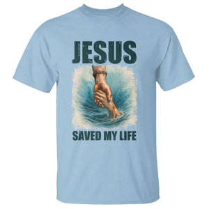 Jesus Saved My Life T Shirt Christian Bible Verse TS14 Light Blue Print Your Wear