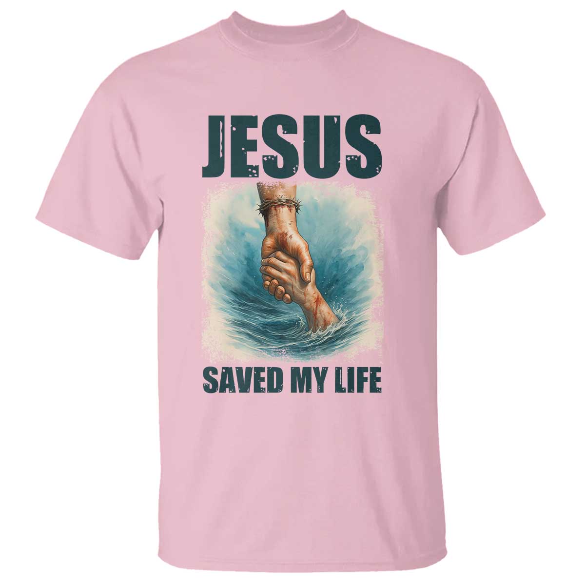 Jesus Saved My Life T Shirt Christian Bible Verse TS14 Light Pink Print Your Wear