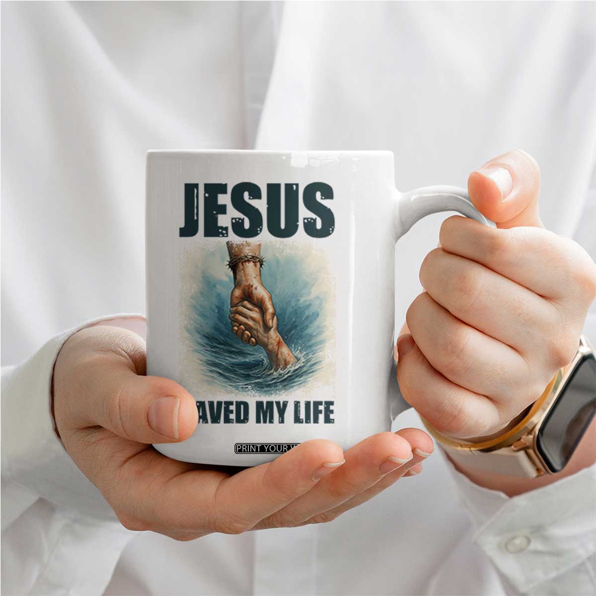 Jesus Saved My Life Coffee Mug Christian Bible Verse TS14 Print Your Wear