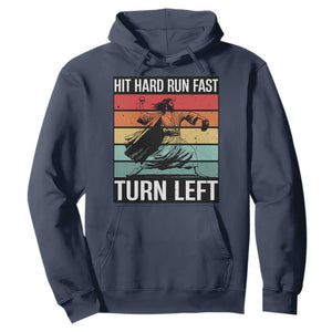 Hit Hard Run Fast Turn Left Hoodie Funny Jesus Baseball Player TS14 Navy Print Your Wear