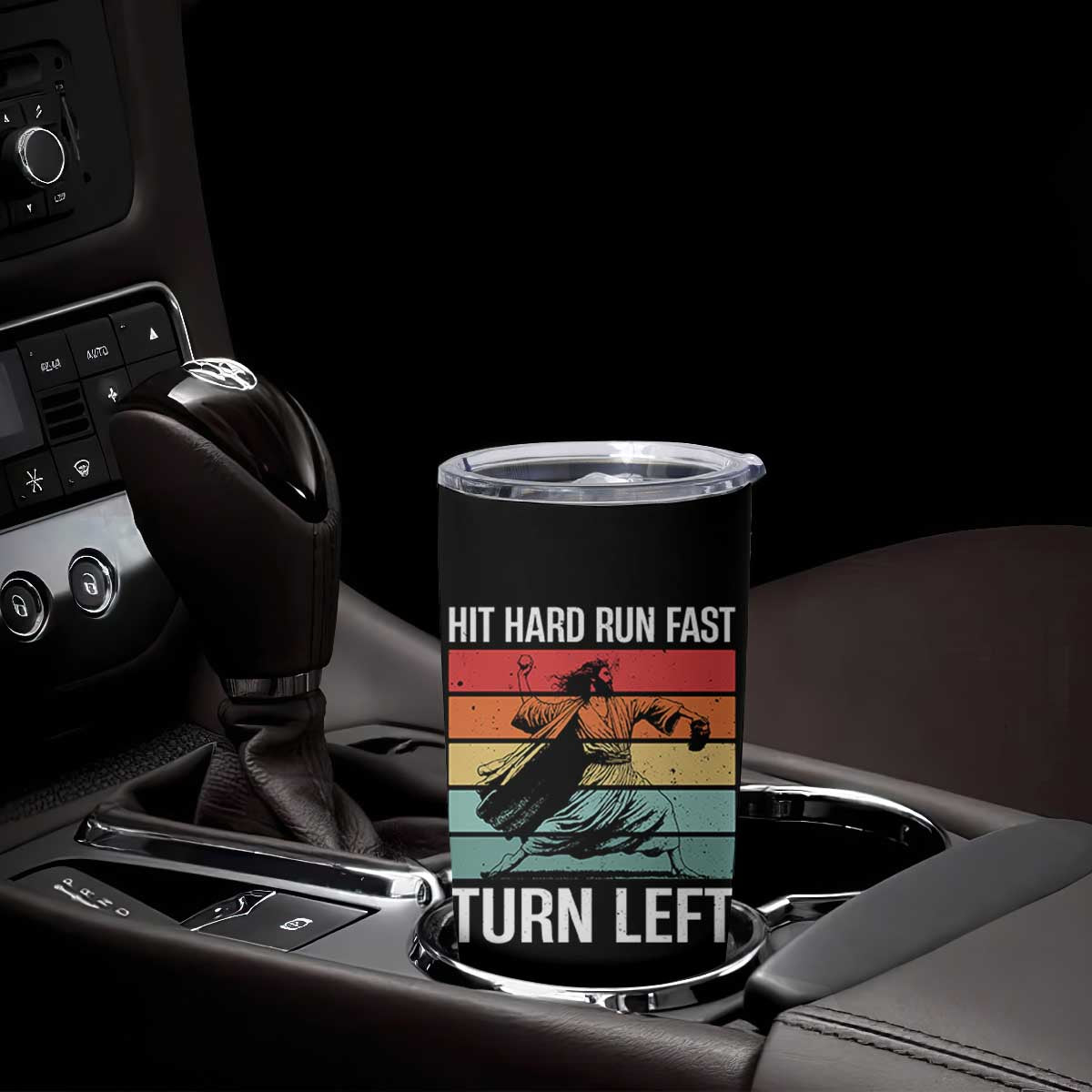 Hit Hard Run Fast Turn Left Tumbler Cup Funny Jesus Baseball Player TS14 Print Your Wear