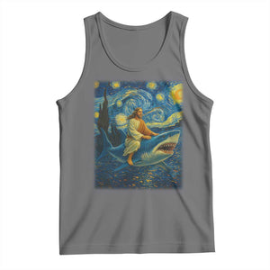 Jesus Shark Stary Night Tank Top Artist Van Gogh Christian TS14 Black Heather Print Your Wear