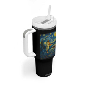 Jesus Shark Stary Night Tumbler With Handle Artist Van Gogh Christian TS14 Print Your Wear