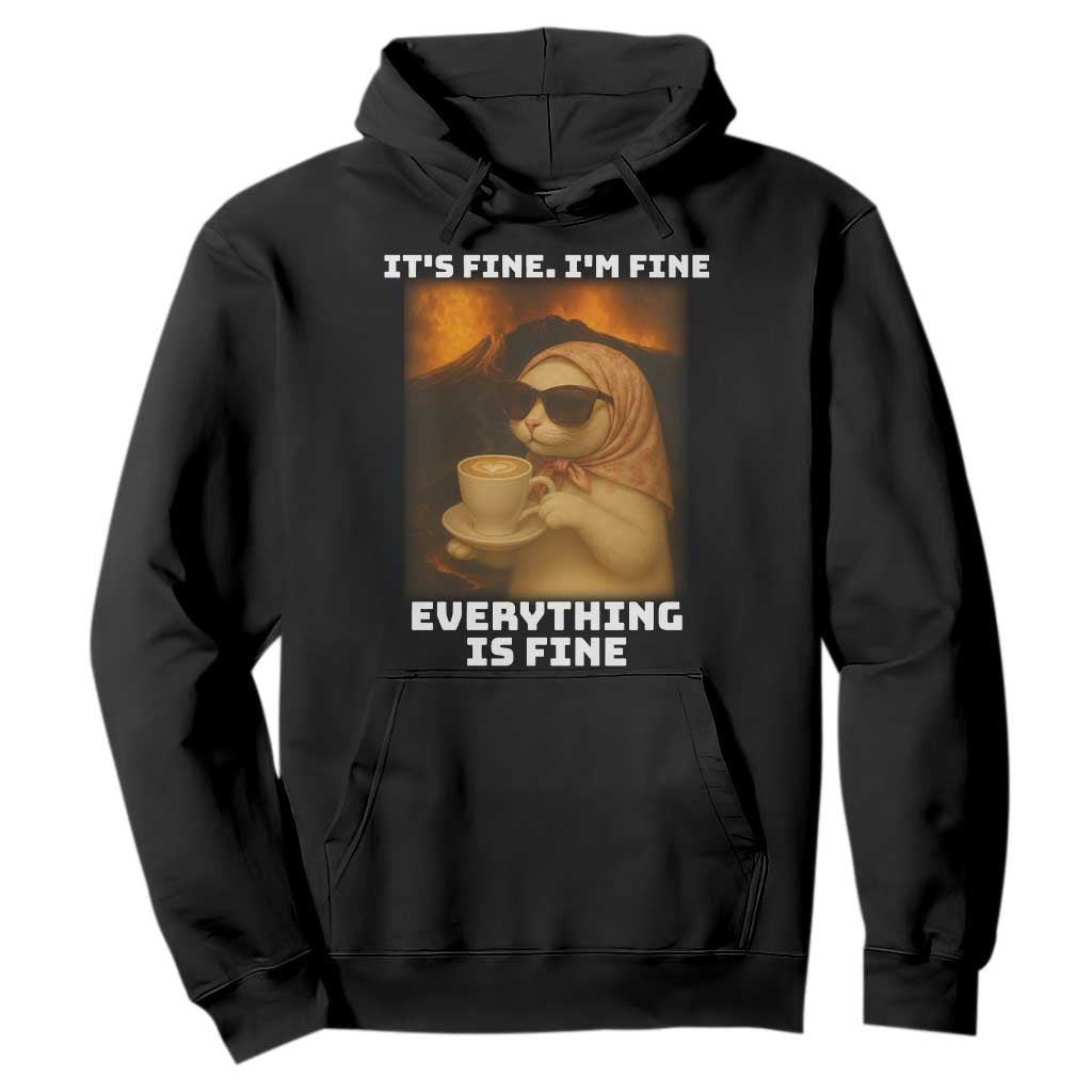 Funny Cat Meme Hoodie It Is Fine I Am Fine Every Thing Is Fine TS14 Black Print Your Wear