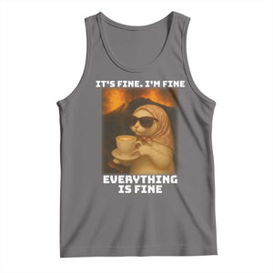Funny Cat Meme Tank Top It Is Fine I Am Fine Every Thing Is Fine TS14 Deep Heather Print Your Wear