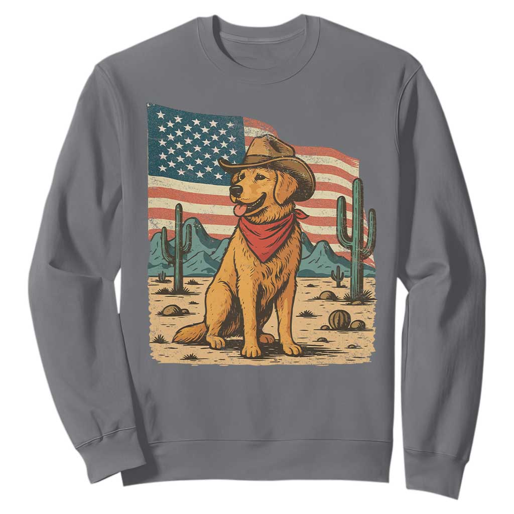 Patriotic Cowboy Dog Sweatshirt American Flag Western Country TS14 Charcoal Print Your Wear