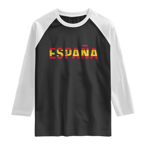 Spain Spanish Flag Espana Pride Raglan Shirt TS14 Black White Print Your Wear