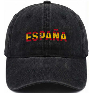 Spain Spanish Flag Espana Pride Washed Cotton Baseball Cap TS14 Print Your Wear