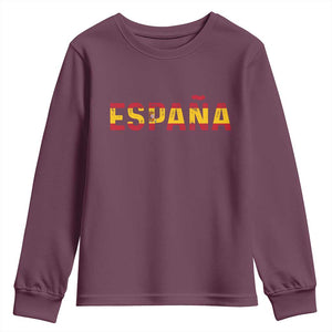 Spain Spanish Flag Espana Pride Youth Sweatshirt TS14 Maroon Print Your Wear