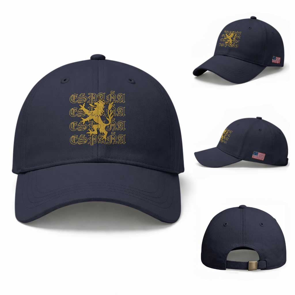 Spain Espana Heraldic Lion Pride Baseball Cap TS14 Baseball Cap Universal Fit Navy Print Your Wear