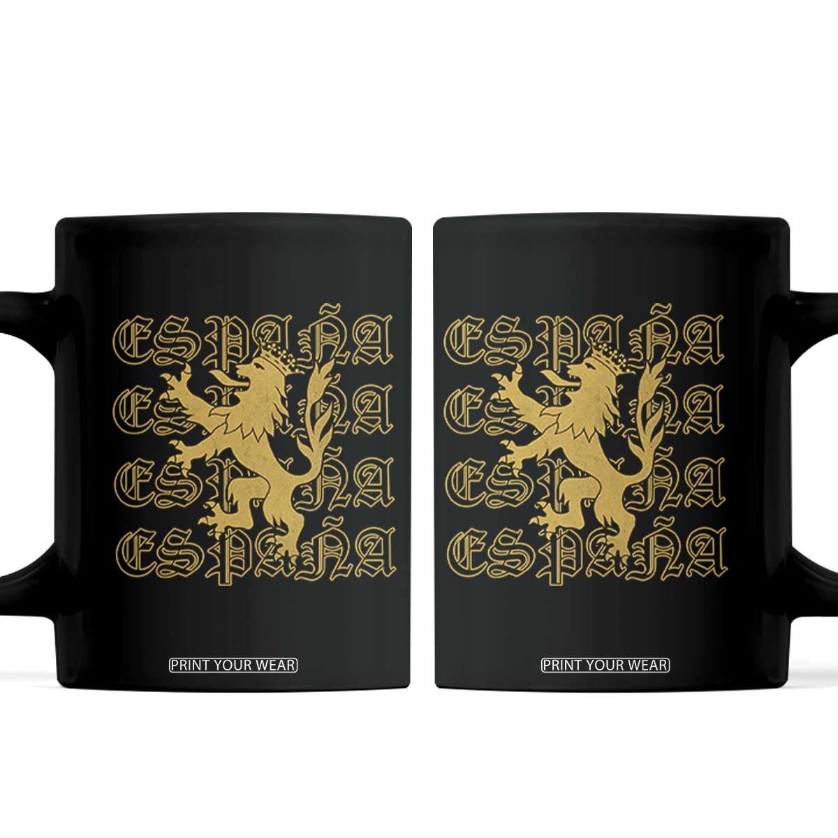 Spain Espana Heraldic Lion Pride Coffee Mug TS14 Black Print Your Wear