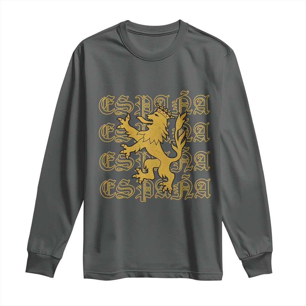 Spain Espana Heraldic Lion Pride Long Sleeve Shirt TS14 Dark Heather Print Your Wear
