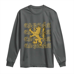 Spain Espana Heraldic Lion Pride Long Sleeve Shirt TS14 Dark Heather Print Your Wear