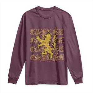 Spain Espana Heraldic Lion Pride Long Sleeve Shirt TS14 Maroon Print Your Wear