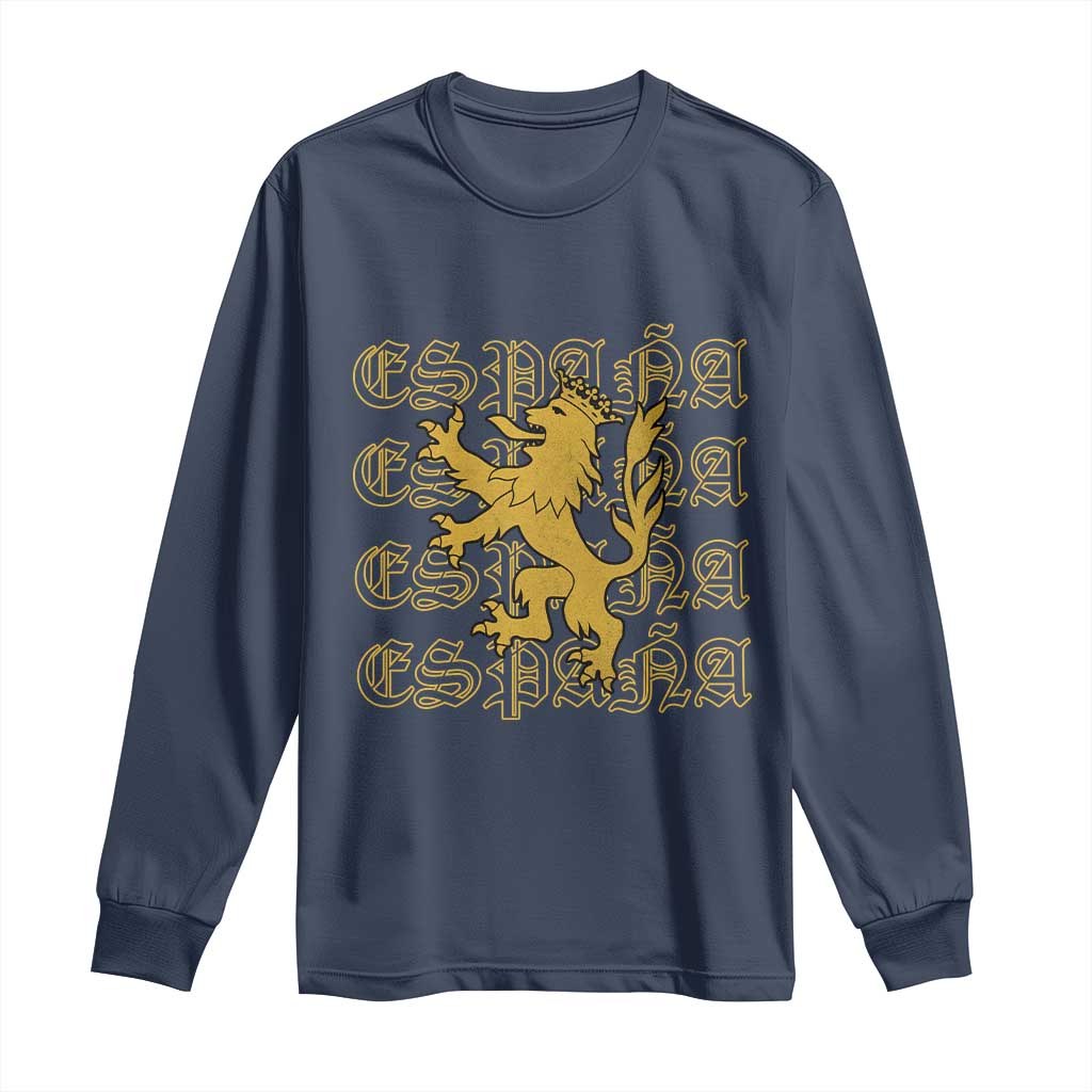 Spain Espana Heraldic Lion Pride Long Sleeve Shirt TS14 Navy Print Your Wear