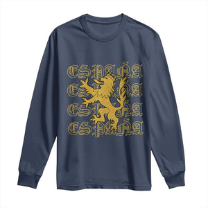 Spain Espana Heraldic Lion Pride Long Sleeve Shirt TS14 Navy Print Your Wear