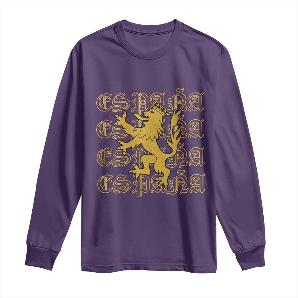 Spain Espana Heraldic Lion Pride Long Sleeve Shirt TS14 Purple Print Your Wear