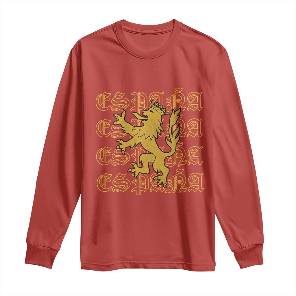 Spain Espana Heraldic Lion Pride Long Sleeve Shirt TS14 Red Print Your Wear