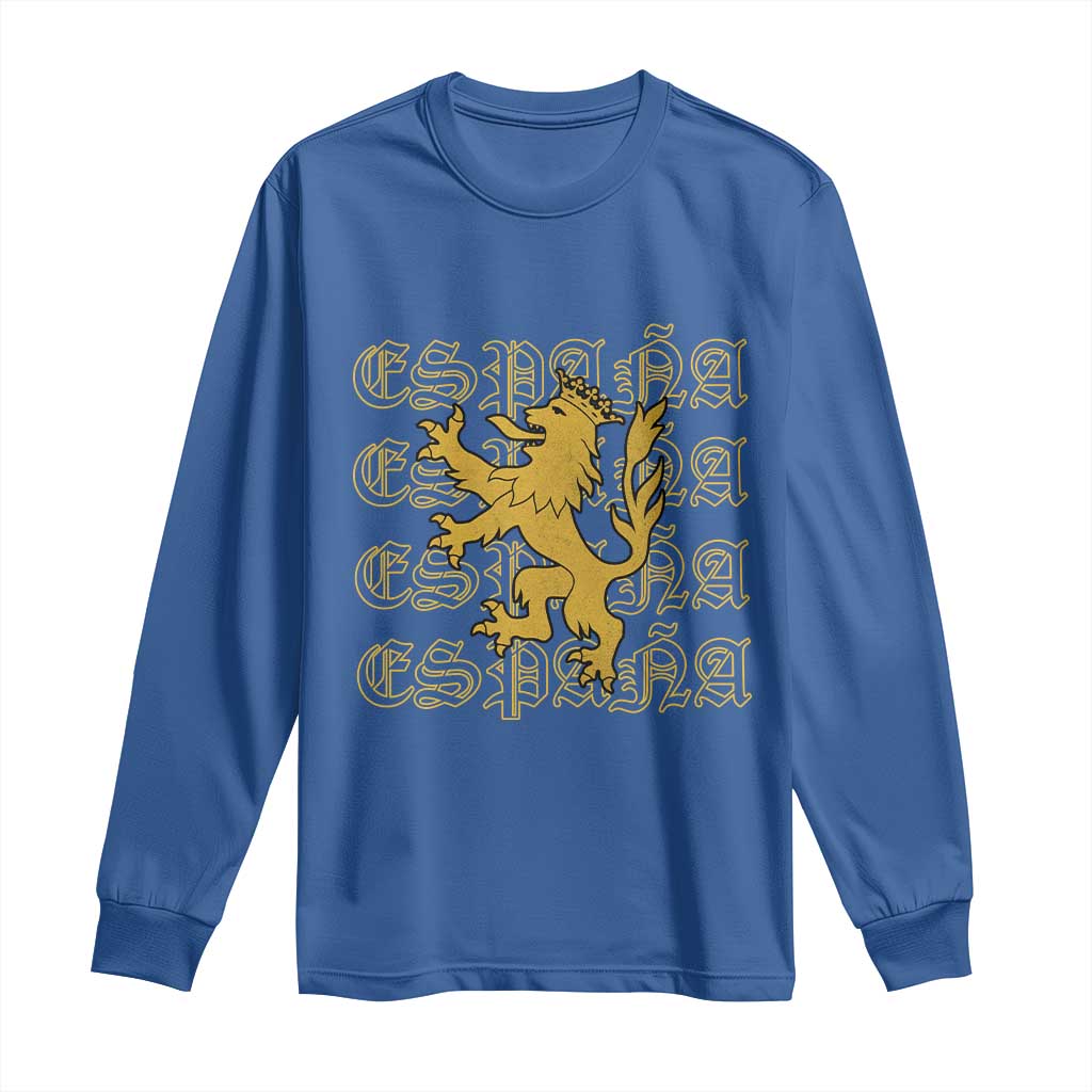 Spain Espana Heraldic Lion Pride Long Sleeve Shirt TS14 Royal Blue Print Your Wear
