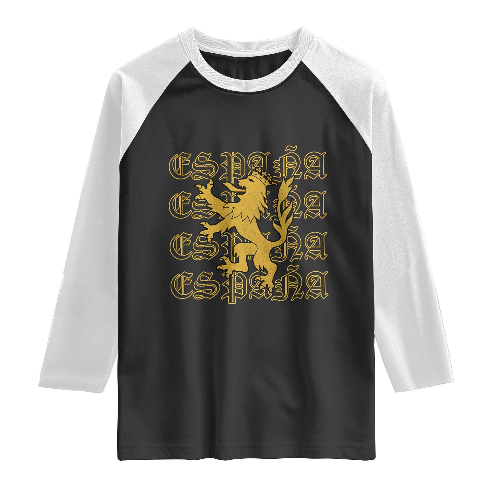 Spain Espana Heraldic Lion Pride Raglan Shirt TS14 Black White Print Your Wear