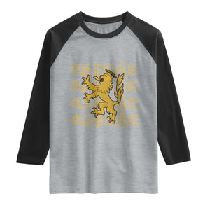 Spain Espana Heraldic Lion Pride Raglan Shirt TS14 Heather Gray Black Print Your Wear
