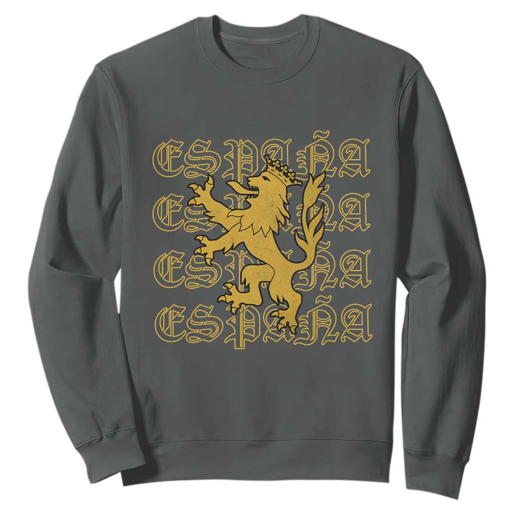 Spain Espana Heraldic Lion Pride Sweatshirt TS14 Dark Heather Print Your Wear